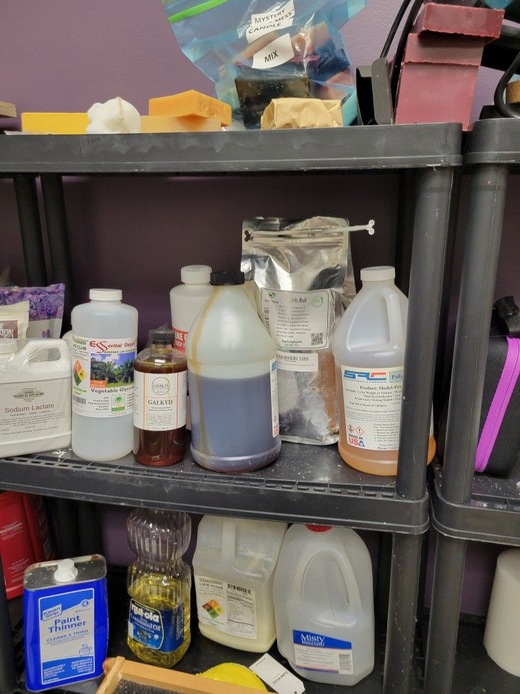 Various Soap And Candle Making Supplies