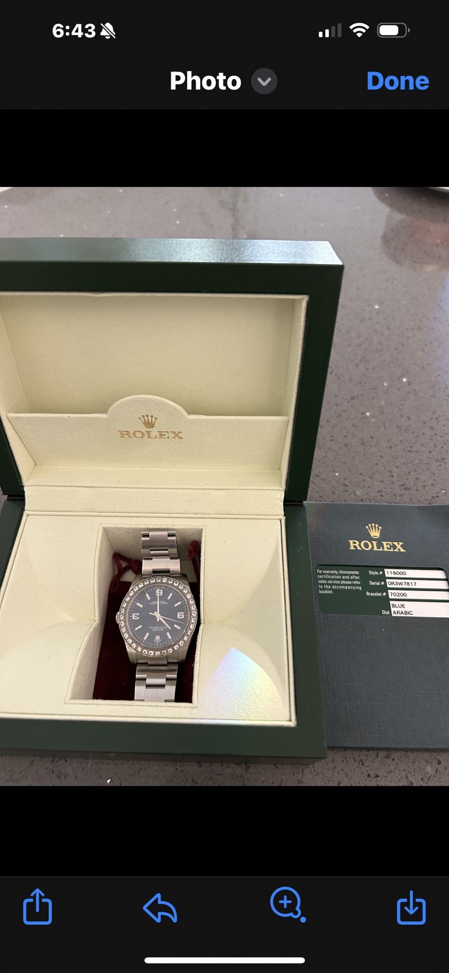 Authentic Rolex 36 Mm Oyster With Diamond Bezel 