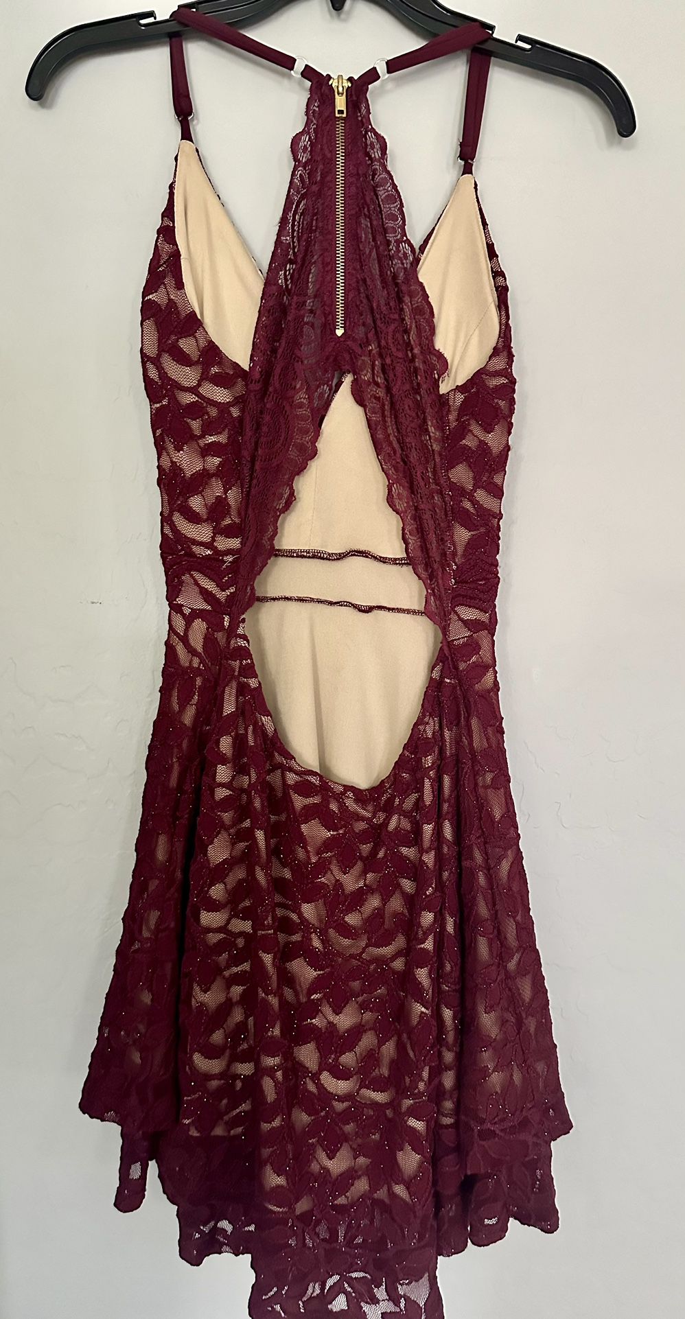 Burgundy Lace Formal Dress