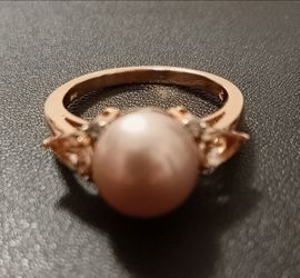 Rosegold Pearl Morganite Diamond ring