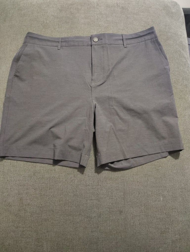FAHERTY All Day Shorts Mens 38 Charcoal Drawstring Hybrid Stretch 9" Inseam