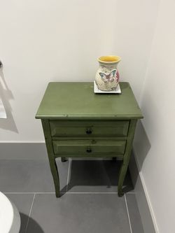 Decorative Table With Two Drawers Colored Green