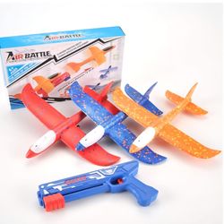 3 Pack Airplane Launcher Toys, 13.8” LED Catapult Foam Glider Plane Toy for Boys, 2 Flight Modes Outdoor Sport Flying Toys for Kids