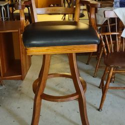 Wooden Swivel Barstool