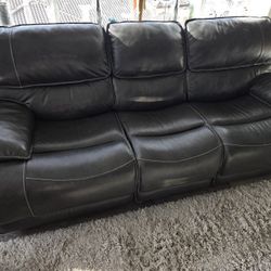 Leather Recycling Sofa +2 Chairs - See Pics 