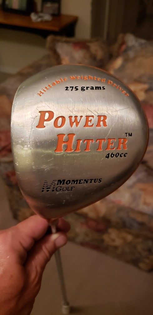 LH Momentus Golf Power Hitter 460cc Weighted Driver 275 Gram Training Aid Needs Grip