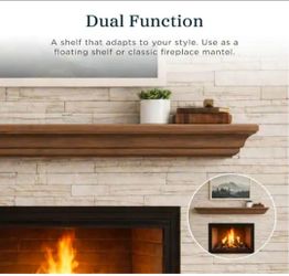 Mantelsdirect Colton Umber Stain 72 in. Wood Fireplace Cap-Shelf Mantel