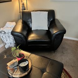 Comfy Black Leather Armchair