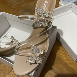 Abound Kimora Clear Strap Sandal with Crystal Butterfly Accents, 8.5