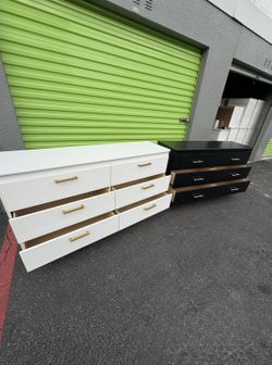 New Black And White 6 Drawer Dressers For Sale‼️