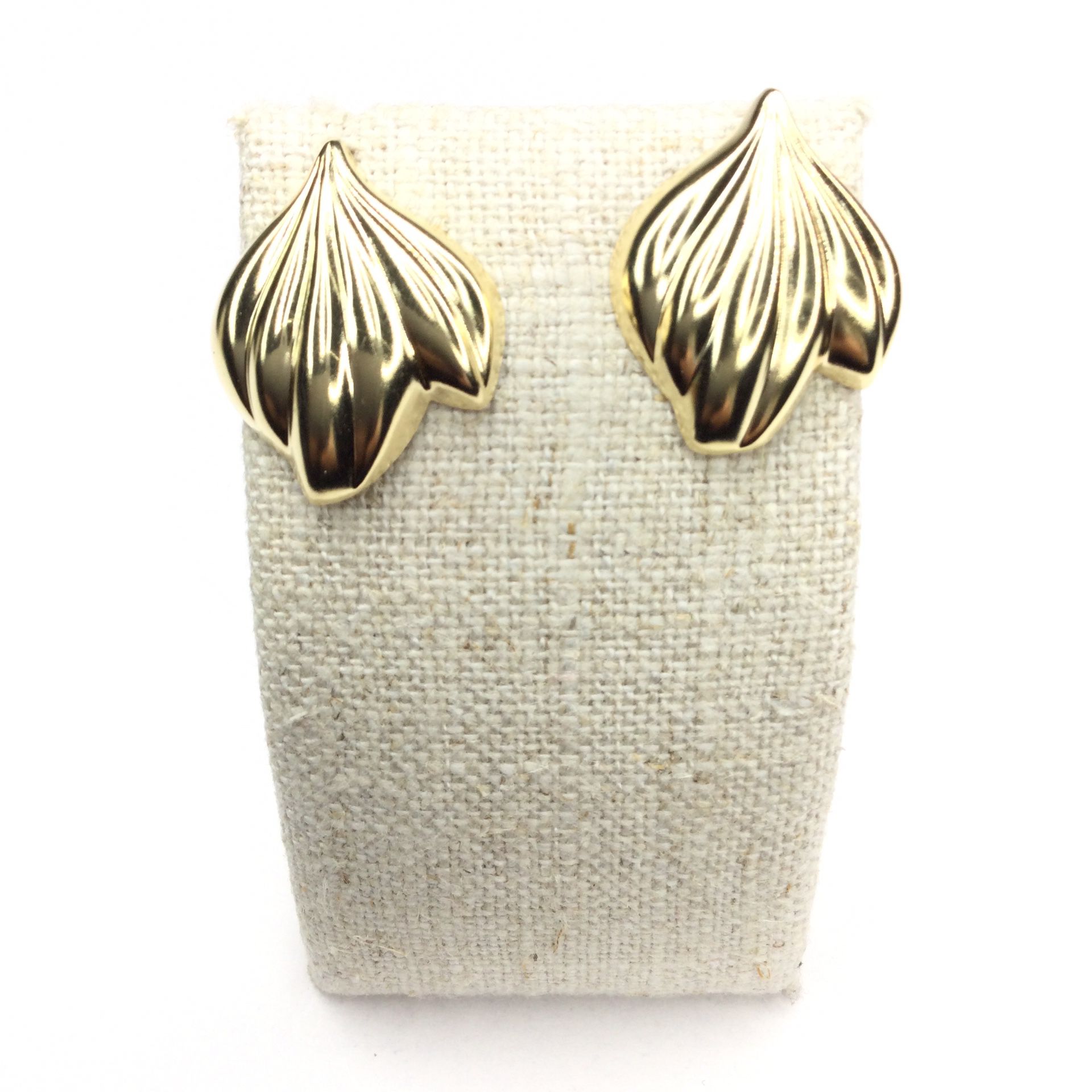 10K Yellow Gold Leaf Earrings 