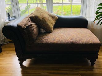 Chaise Lounge with Paisley Upholstery