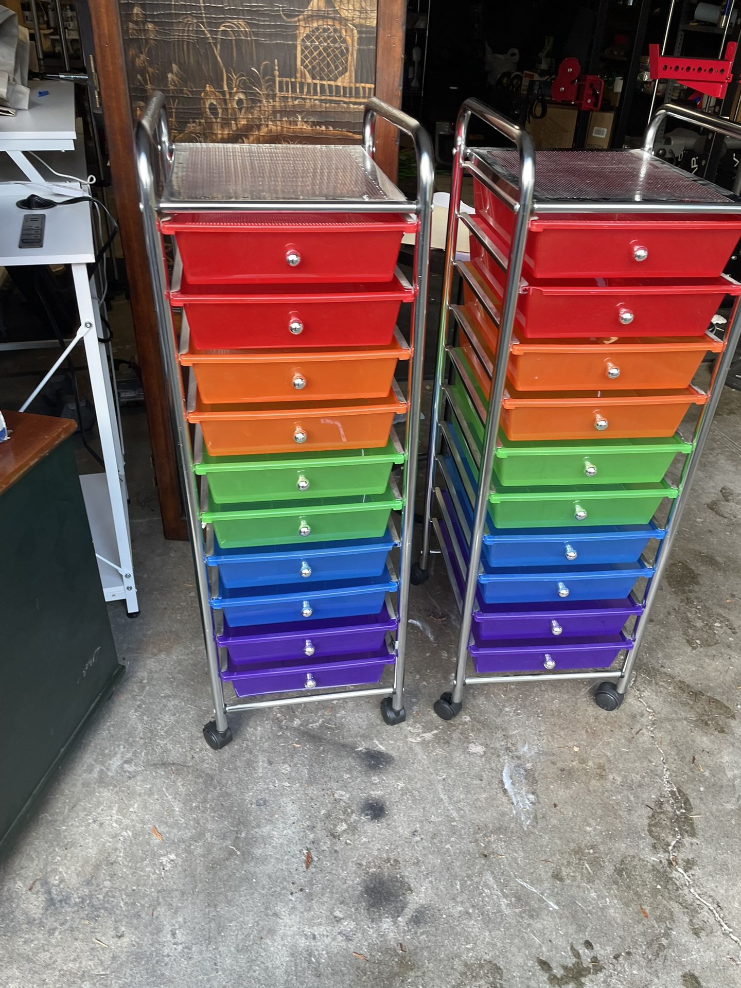 2 Nice Seville Classics 10-Drawer Organizer Rolling Storage Cart( $30 For Each Or $50 For Both