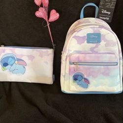 Disney/Loungefly  STITCH Sleeping 🎒with Make Up Bag😴-Pls be SURE B4 messaging ! (Price Is Firm)  BUNDLE!🎄