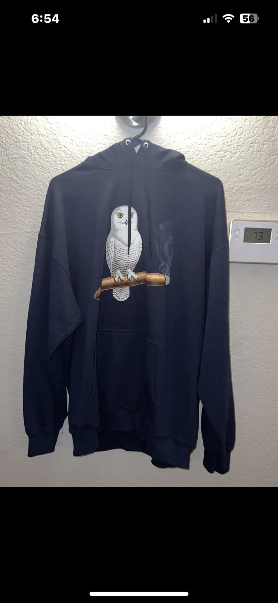 Mens White owl Cigar Hoodie Navy Blue Mens 2XL New