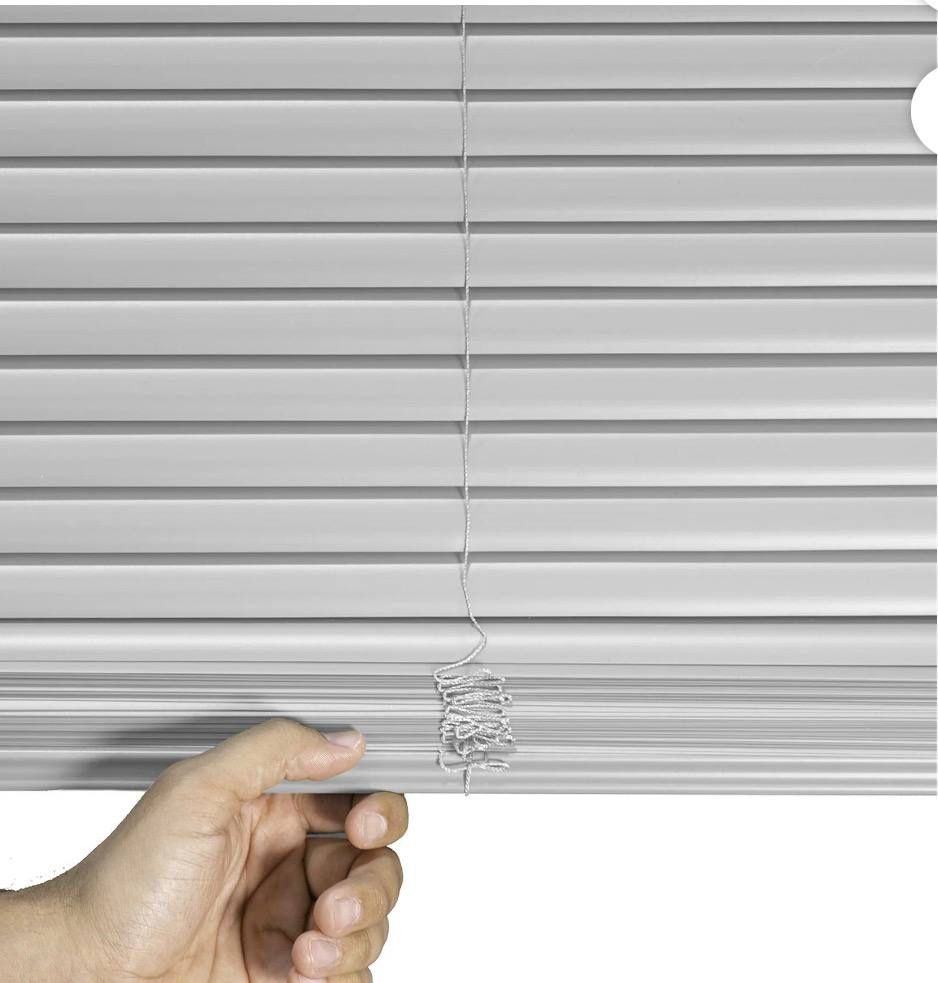 Chicology 22"W x 60"H Gray Cordless Vinyl Mini Window Blinds 1" Slats