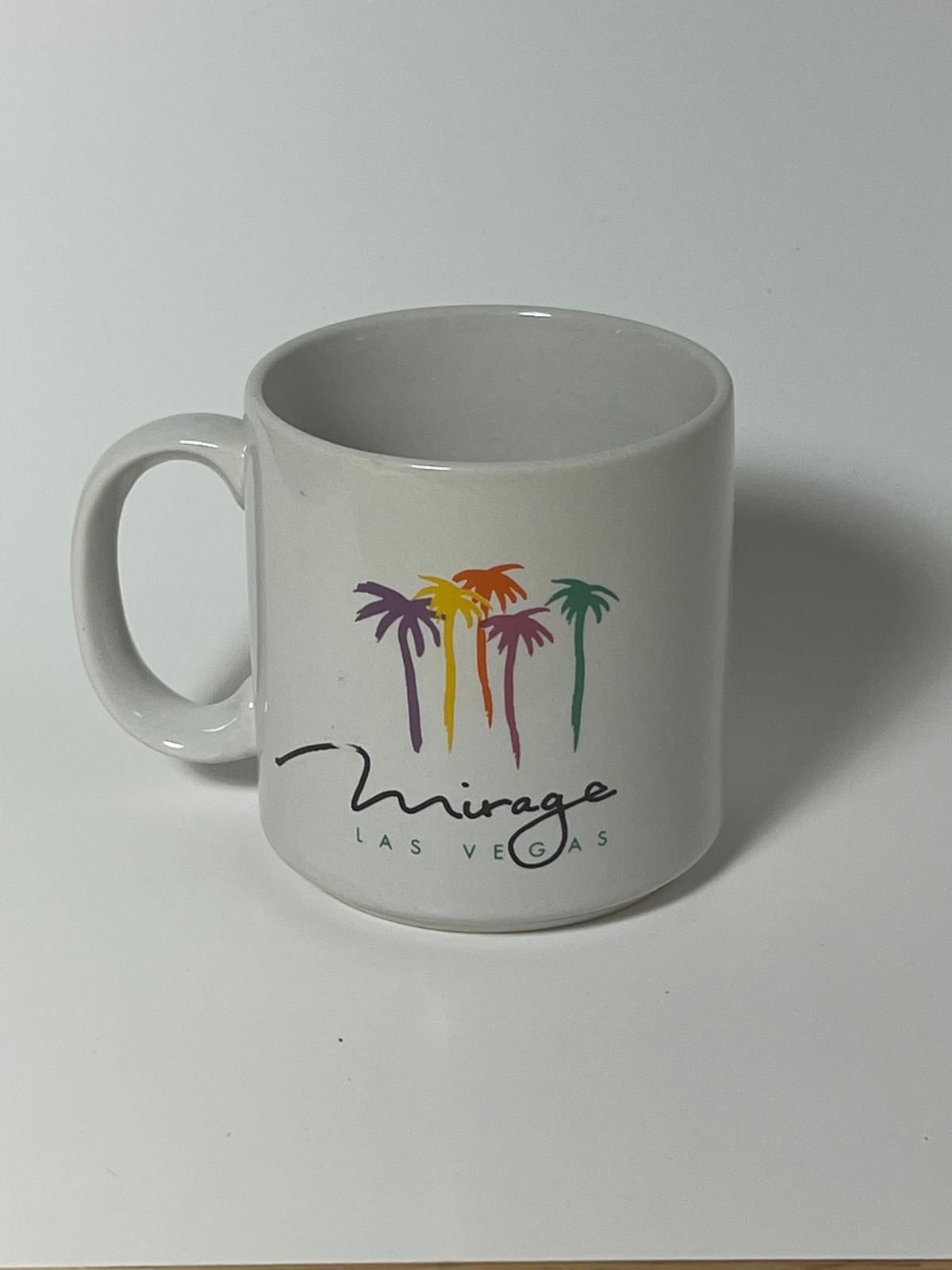 VINTAGE Mirage Las Vegas Casino Mug Colored Palm Tree White Ceramic