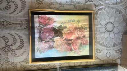 Framed vintage floral piece