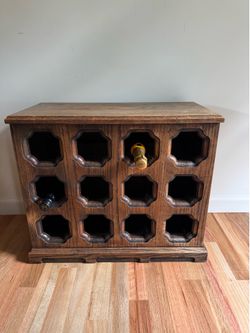 Vintage Solid Oak Wood 12-Bottle Wine Rack Holder
