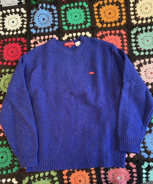 Supreme Small Box Speckle Sweater Royal Blue Medium FW22 for