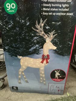 Animated Lighted Christmas Reindeer Yard Decoration