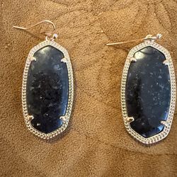 Gold-Trim Black Stone Drop Earrings - Women Jewelry