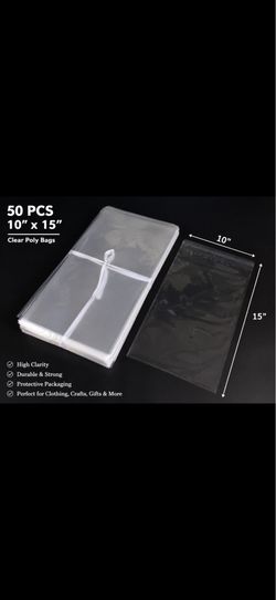 50 Clear Poly Bags 10”x15” – New Packaging Bags