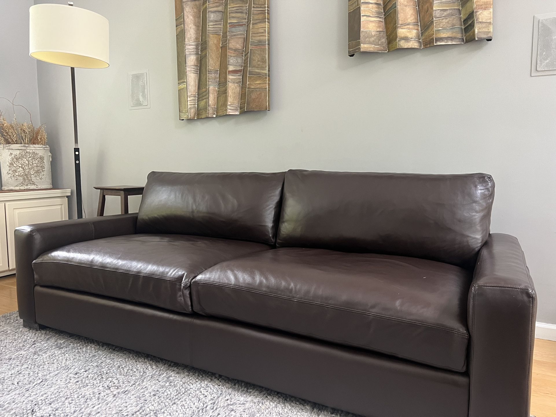 Arhaus Remington Extra Deep Leather Sofa 
