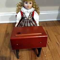 Vintage Doll-school Girl W Desk