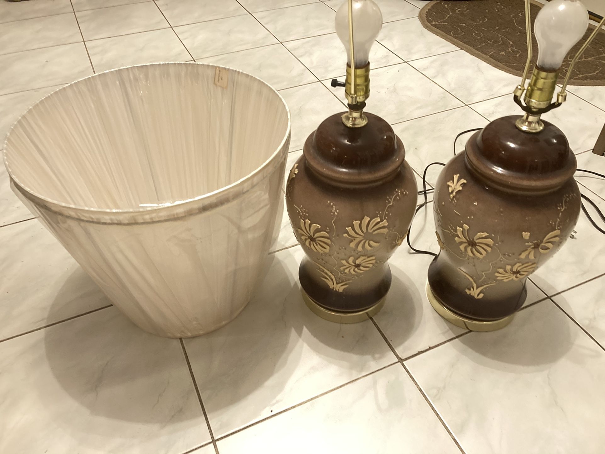 Vintage 1980’s Lamps with New Lampshades