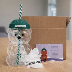 Starbucks 2025 Bearista BEAR Glass Jar Cup Merrython AUTHENTIC Limited Edition