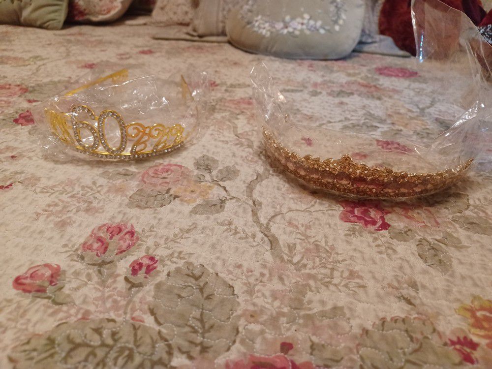 Two New Gold Tone Crowns One For A Wedding Or Quinceanera The Other One Is 60th Birthday Party