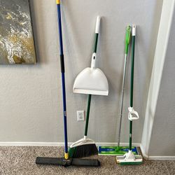 LIKE NEW Two Brooms And Two Mops 