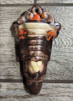 vintage ceramic glazed wall pocket vase