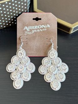 Statement Silver Coin Cluster Earrings