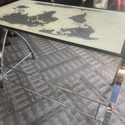 World Map Glass Desk