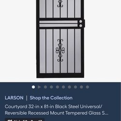 32x81 Steel Security Storm Door – Black (Larson Courtyard Style)