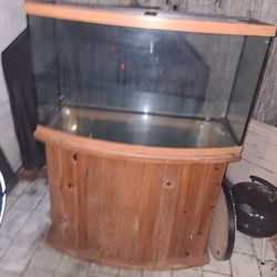 Fish Tank, Brown Cabinet Oakwood, Brown.