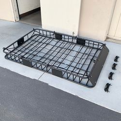 (New) $160 Universal Roof Rack Basket Set 64x39x6” Max 150Lbs, Includes (Cargo Net)