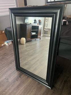 Large Black Framed Wall Mirror 46” x 32”