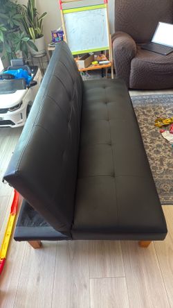 Black Faux Leather Futon sofa bed