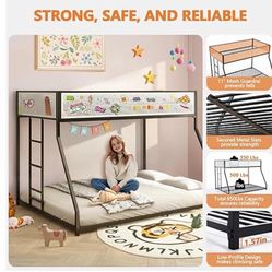 Metal Bunk Bed w/Mesh Guardrail