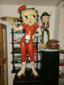 Life Size Betty Boop Statue 5.5ft And Betty Boop Treasure Chest Statue 3ft
