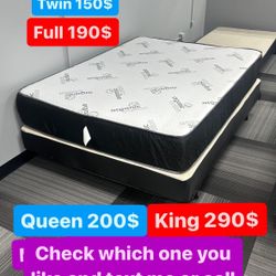 Huge sale for Mattress And Box Twin size mattress and box 150.$ full 190$ Queen 200$ king 290$. free delivery free set up 708….289…7715… cash or Zelle