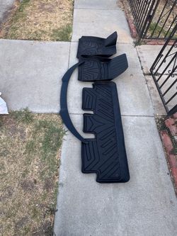 All-Weather Protection 3D Molded TPE Floor Mats Liners 1st & 2nd Row Full Set Fit For 2024-2025 Tesla Model 3 with free spoiler