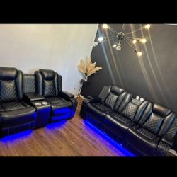 Love Seat And Sofa W/ Led Lights