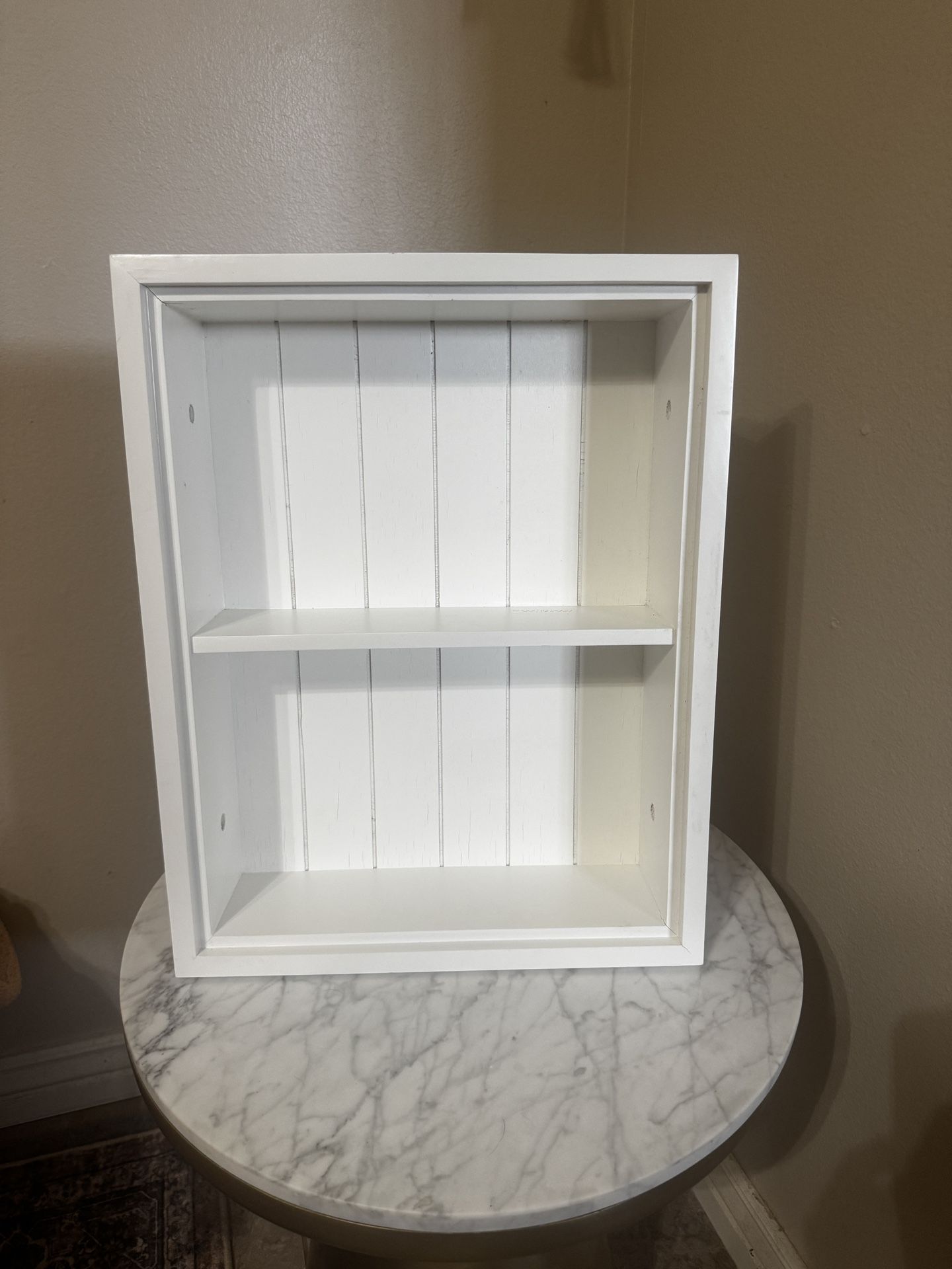Brand New Fox Hollow White Wall Shelf – Beadboard Backing
