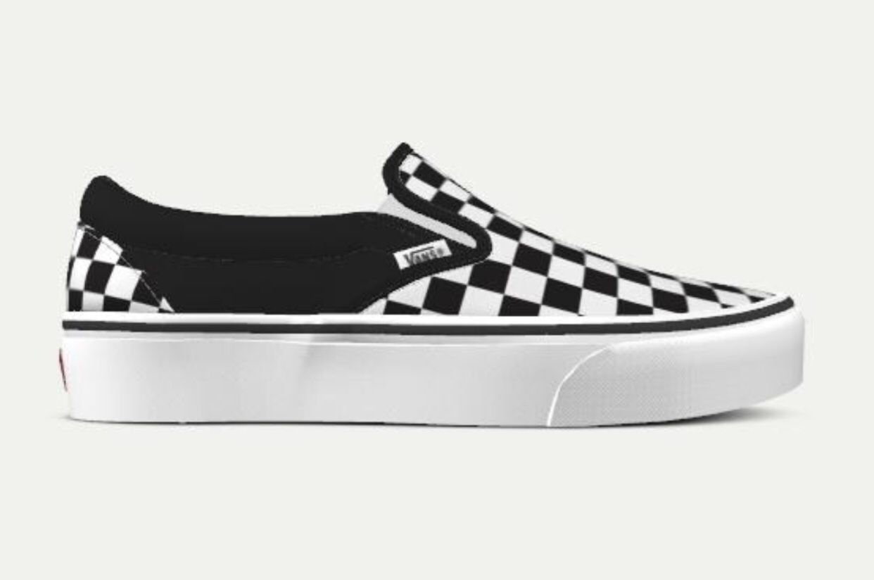 NEW!! VANS Custom Checkerboard Platform Black/True White NEW Womens 6.5 Mens5.0