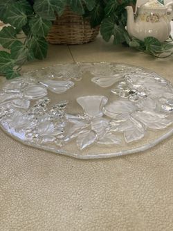 Pressed glass platter 14”