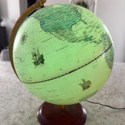 Vintage Globe - Light Up World Premier Series 13" Diameter Wood Base. 5 Colors